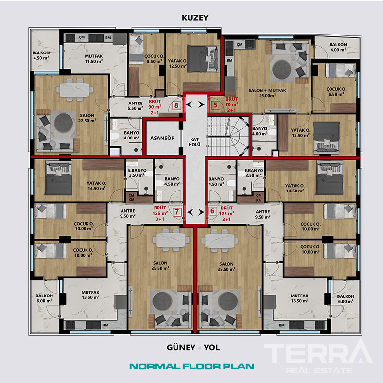 Apartments Near Daily Amenities and University in Konyaaltı, Antalya - 102739