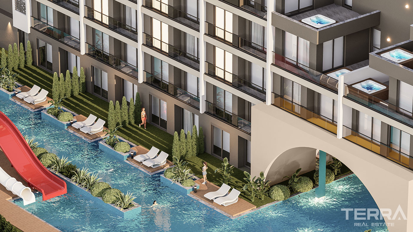 Elegant Apartments in a Luxury Complex with Swim-Up Pool in Altıntaş - 102801