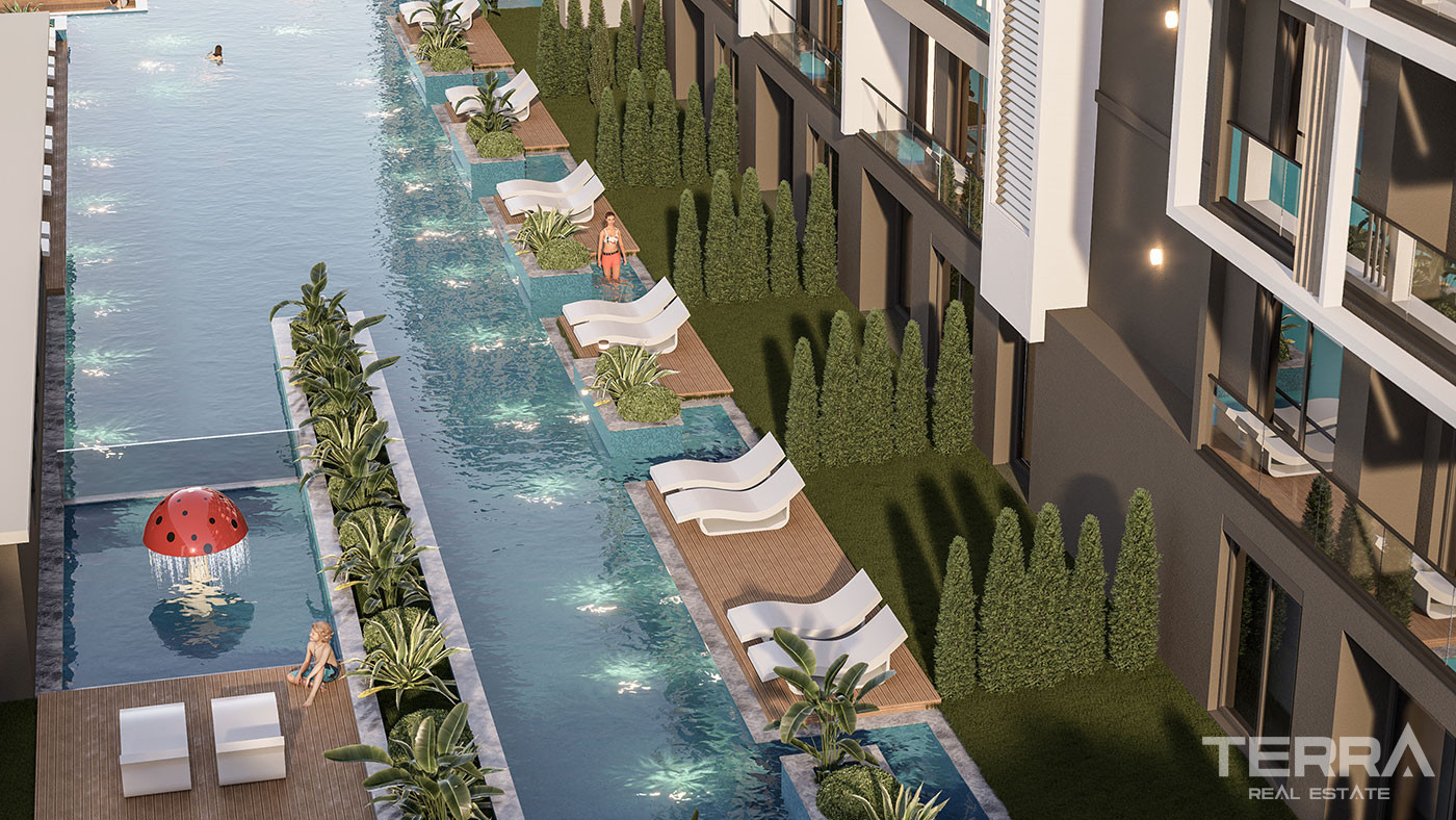 Elegant Apartments in a Luxury Complex with Swim-Up Pool in Altıntaş - 102806