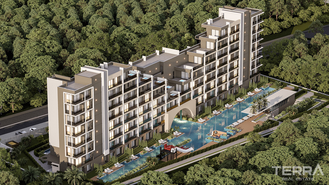 Elegant Apartments in a Luxury Complex with Swim-Up Pool in Altıntaş
