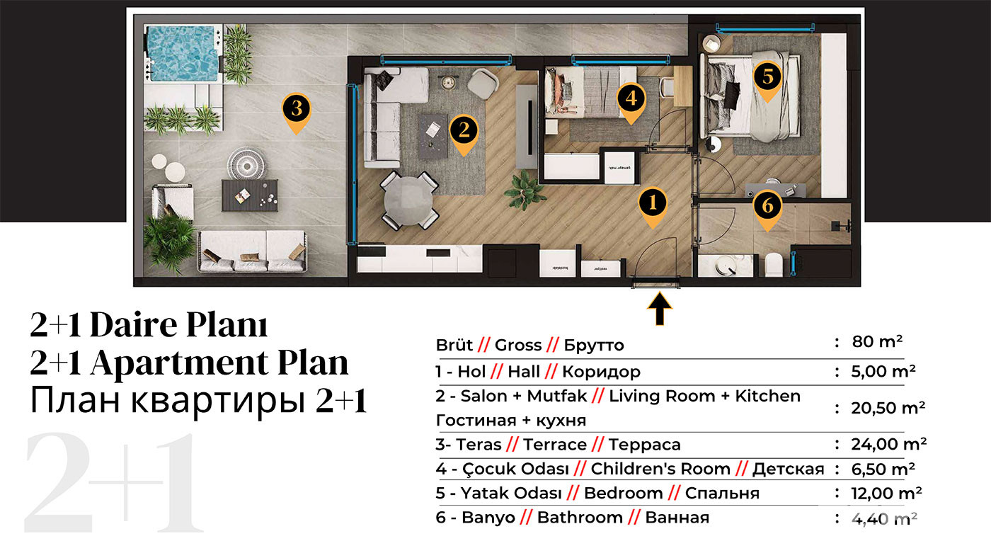 Elegant Apartments in a Luxury Complex with Swim-Up Pool in Altıntaş - 102813