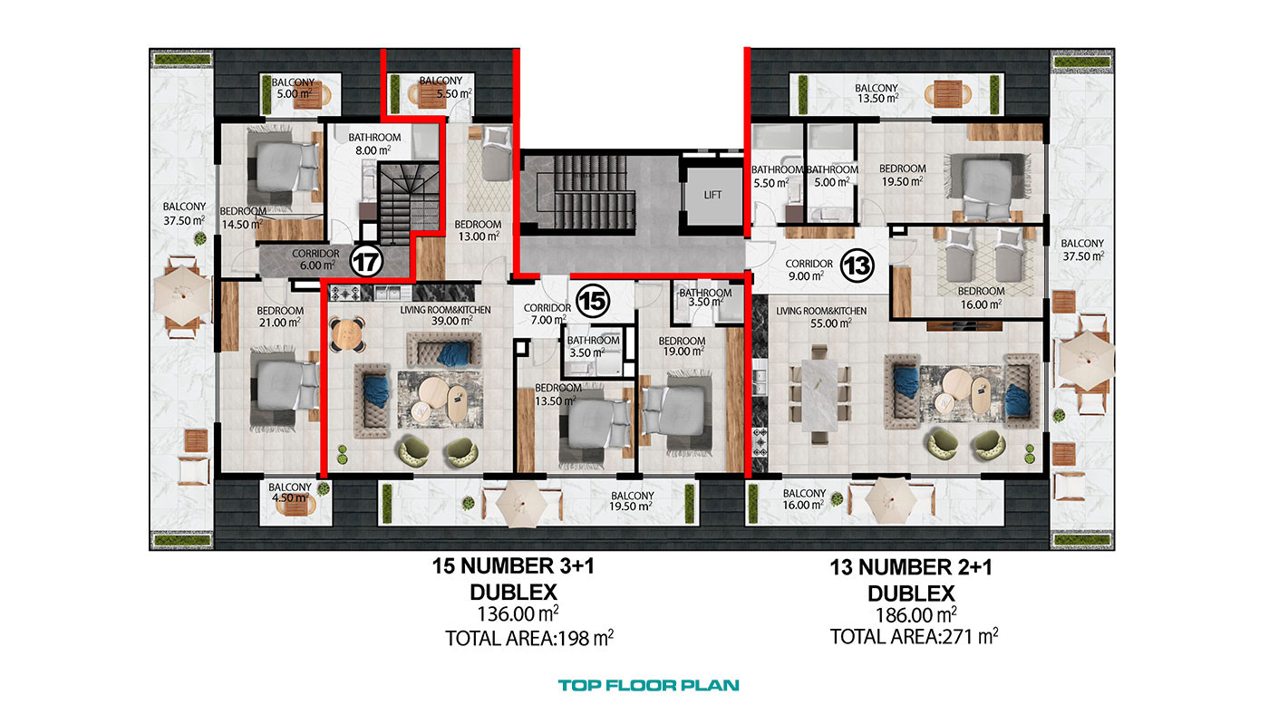 Eleganckie apartamenty w Oba, Alanya: blisko plaży i centrum - 103198