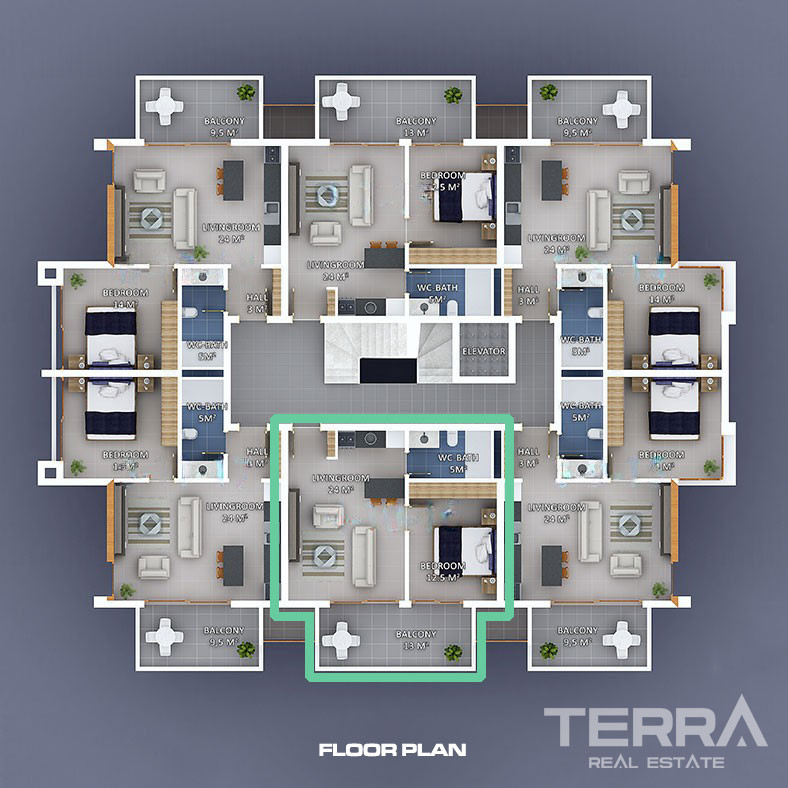 Appartement à vendre à Moda Marine, Kestel, Alanya, Turquie - 104442