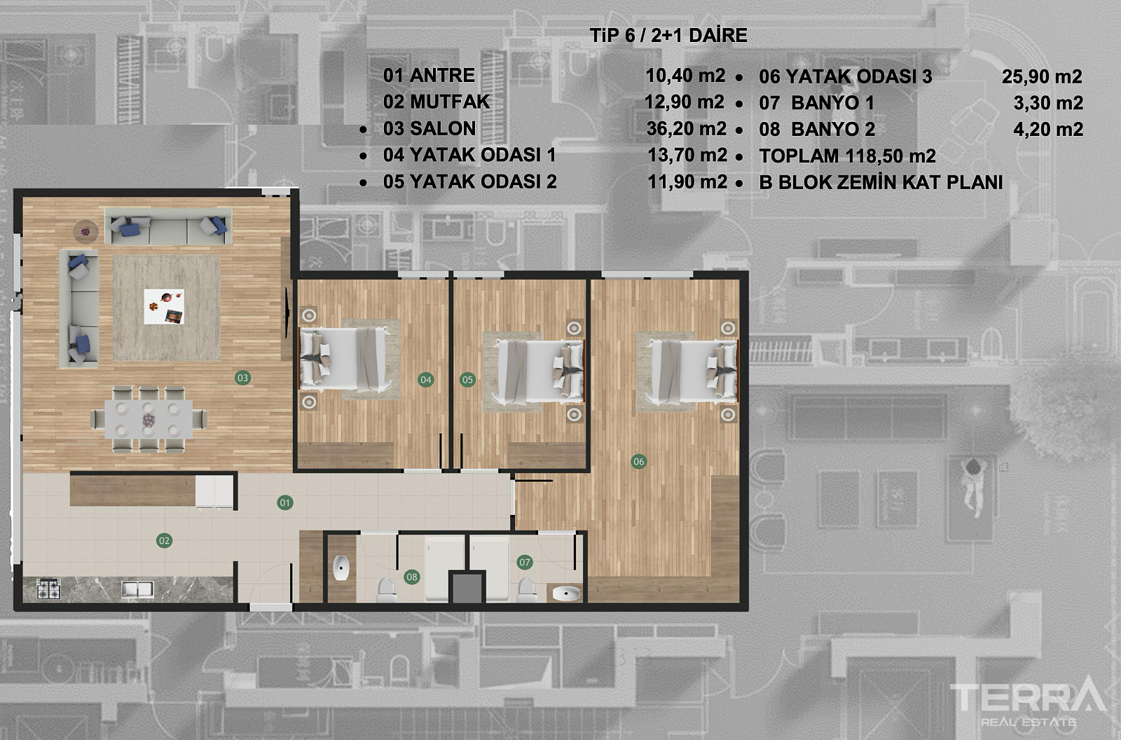 Leiligheter til salgs i Kuşadası, Aydın, Tyrkia - 107486