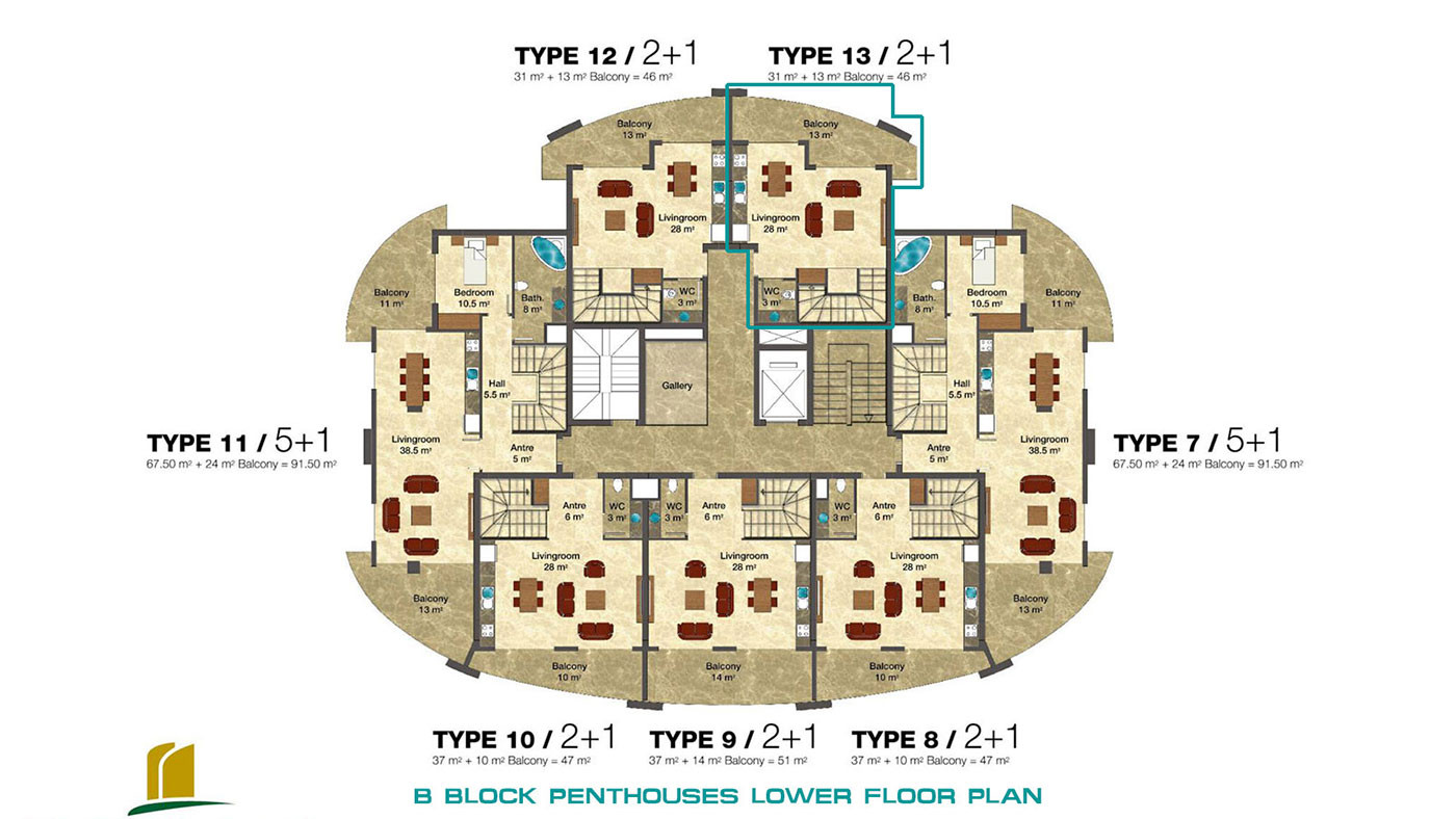 Квартира с мебелью в Emerald Towers, Авсаллар, Алания - 113195