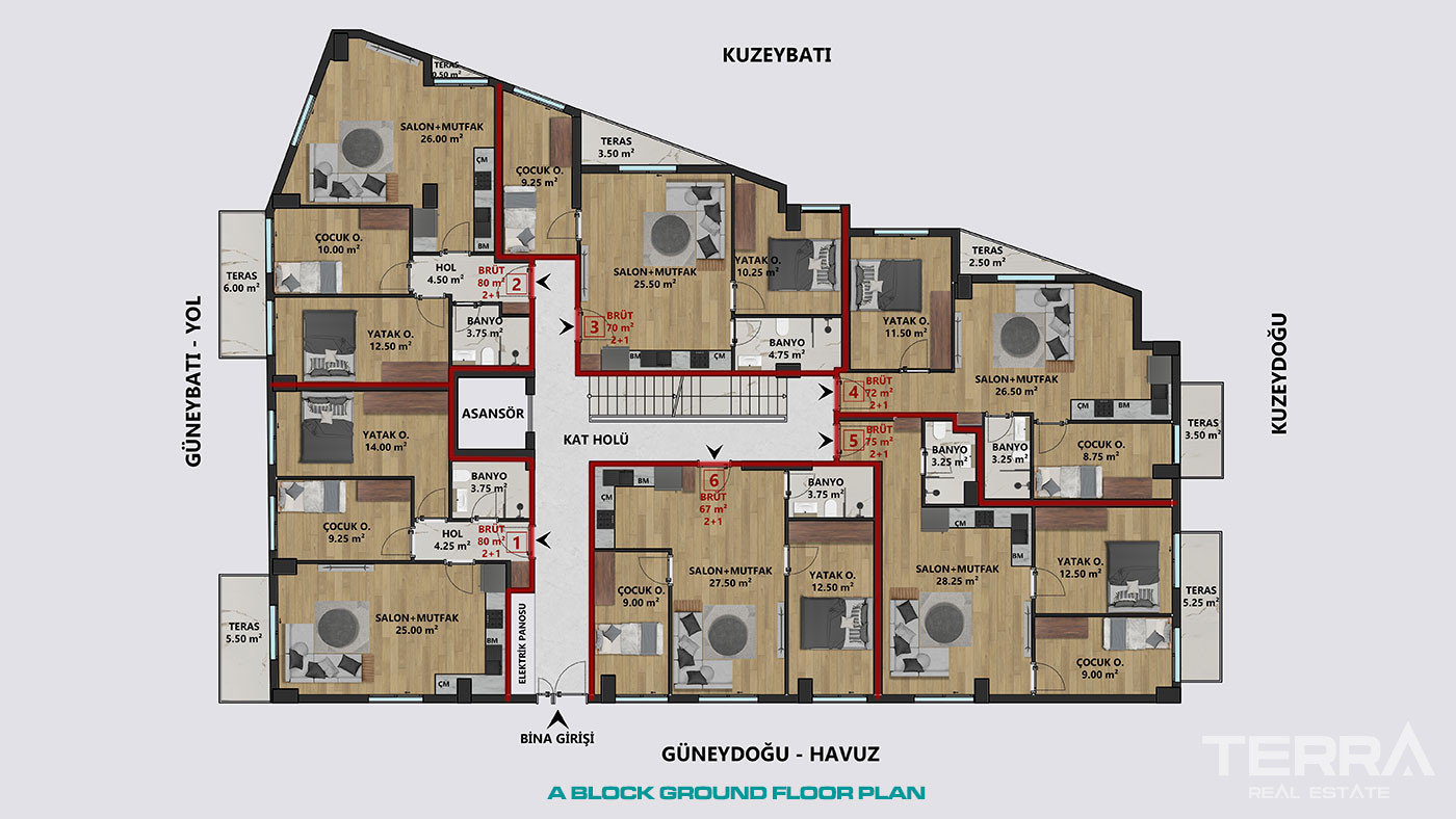 Leiligheter til salgs i Antalya sentrum, Muratpaşa, Tyrkia - 113222