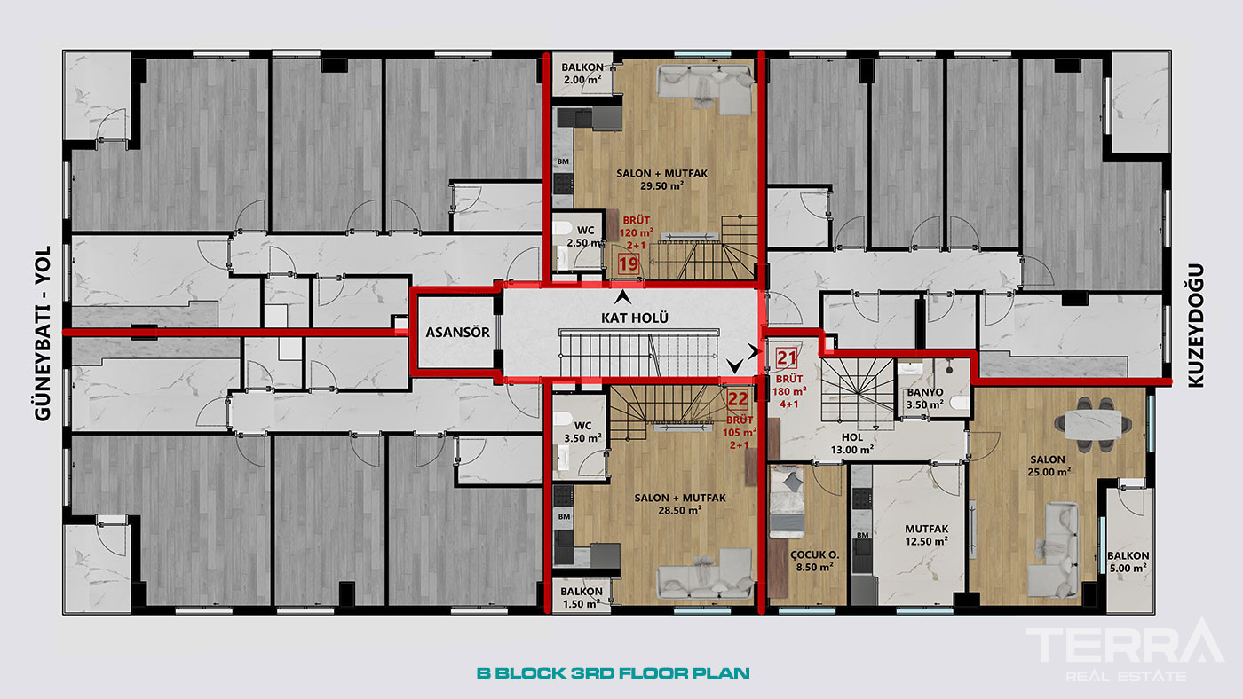 Leiligheter til salgs i Antalya sentrum, Muratpaşa, Tyrkia - 113227