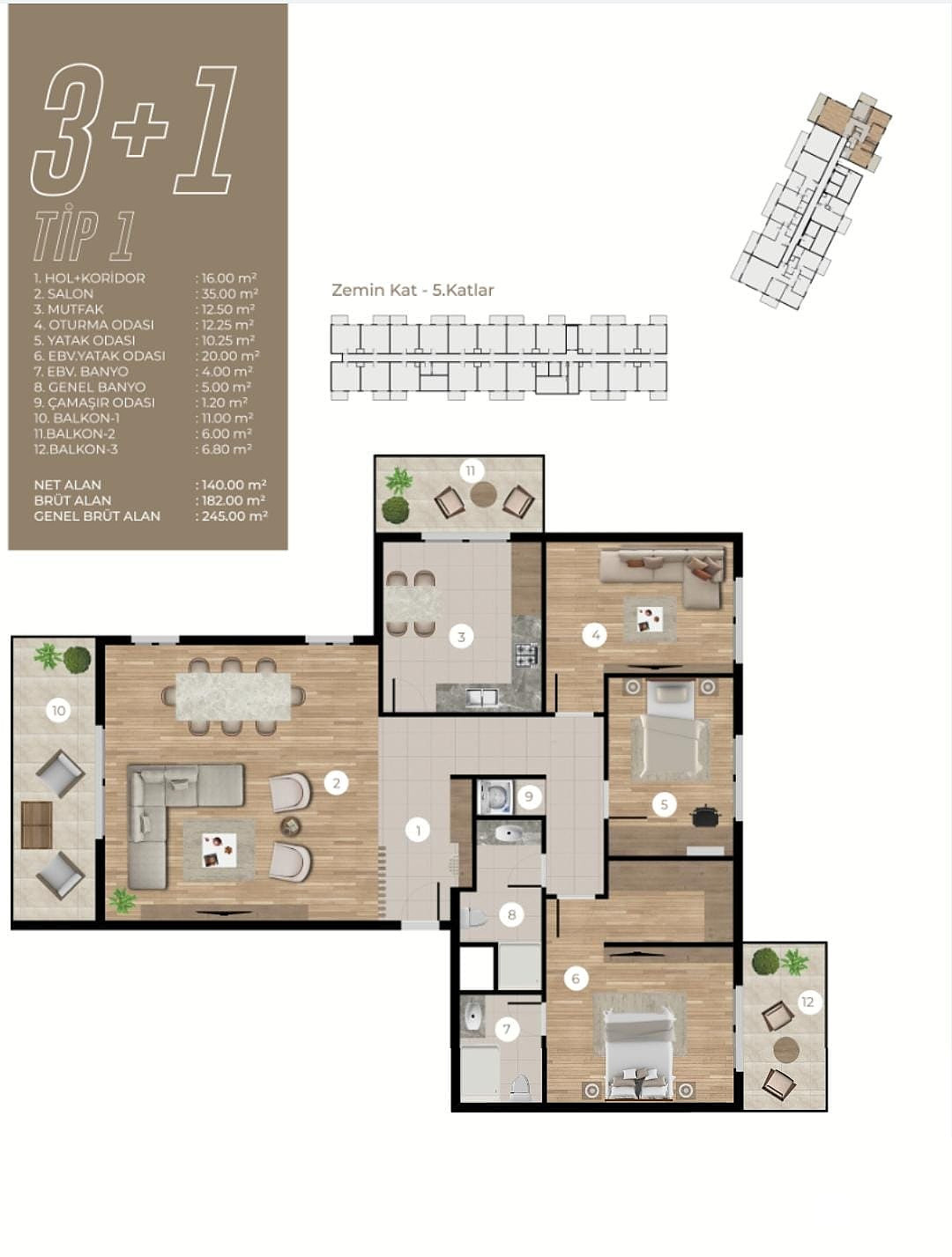 Leiligheter til salgs i Bornova, İzmir i Tyrkia - 113609