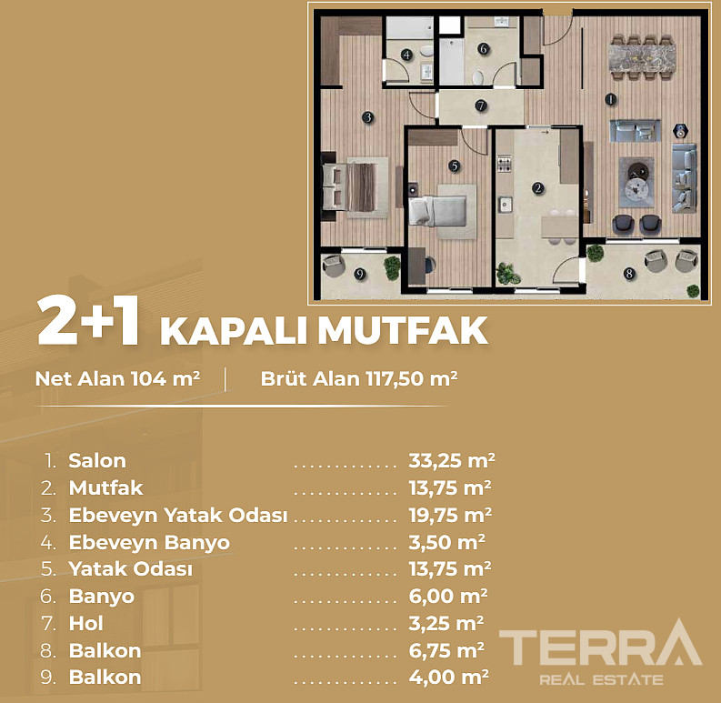 Spacious Apartments for Sale in İzmir, Bornova, Turkey - 113683