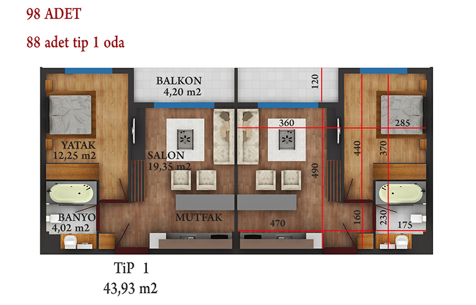 Kuşadası'nda Denize Sıfır Konumda Satılık 1 Yatak Odalı Daireler - 113699
