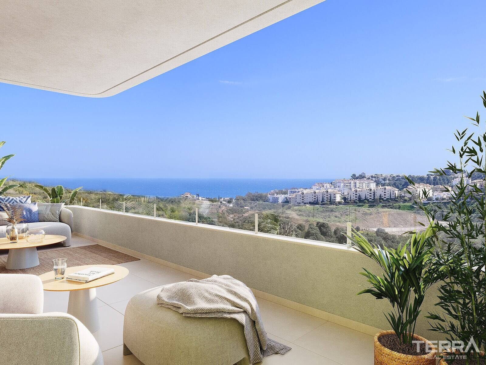 Leiligheter med havutsikt til salgs i Mijas på Costa del Sol, Spania