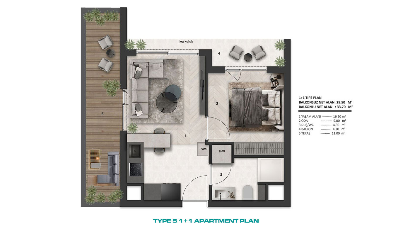 Apartamenty 1+1 na sprzedaż w Altıntaş, Aksu, Antalya - 117217