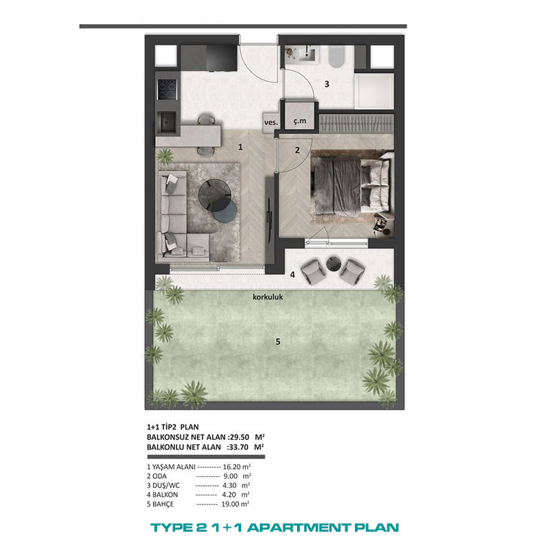 Apartamenty 1+1 na sprzedaż w Altıntaş, Aksu, Antalya - 117219