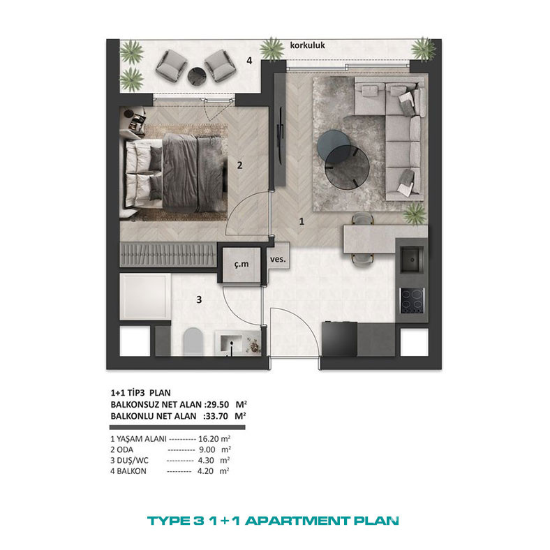 Apartamenty 1+1 na sprzedaż w Altıntaş, Aksu, Antalya - 117220
