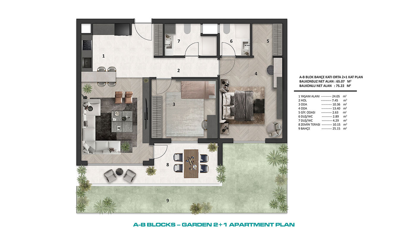 Квартиры 2+1 в Алтынташе, Анталья - 118562