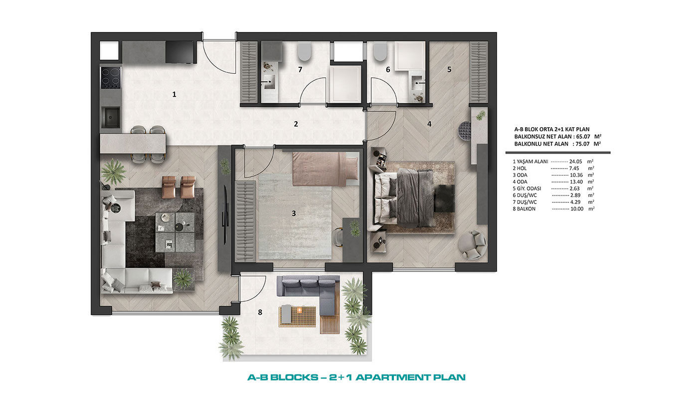 Квартиры 2+1 в Алтынташе, Анталья - 118563