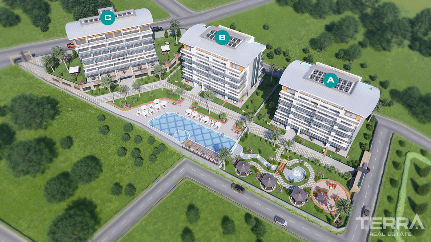 Lejlighed til salg i Eco Blue Residence, Kargıcak, Alanya, Tyrkiet - 124800