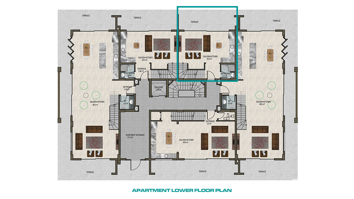 Lejlighed til salg i Eco Blue Residence, Kargıcak, Alanya, Tyrkiet - 124824