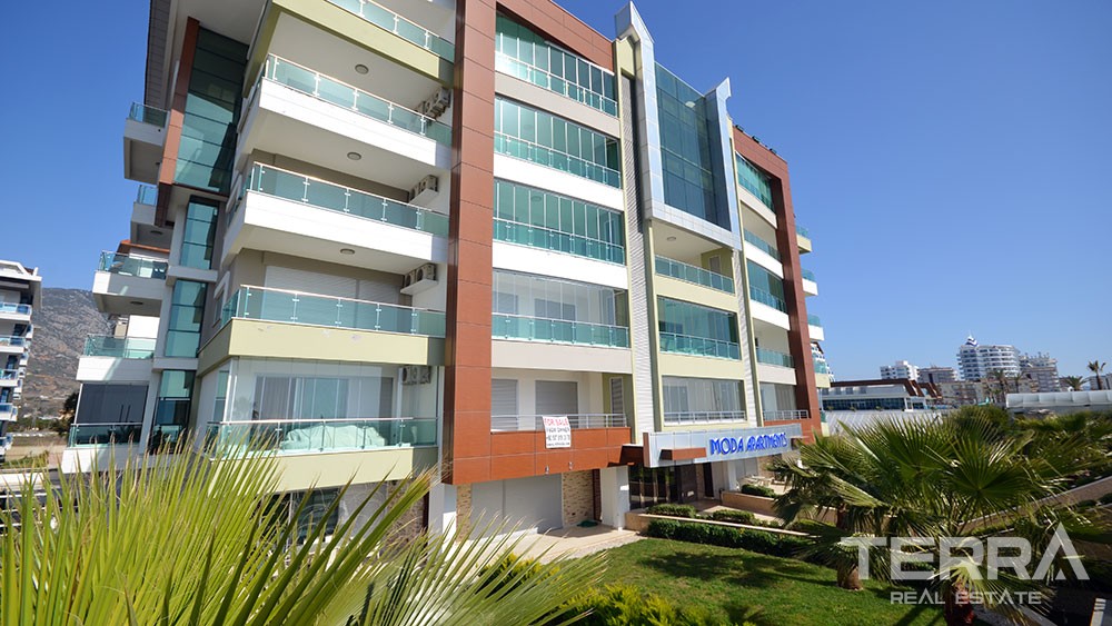 Blick auf den Strand, Garten Duplex in Kestel Alanya zu verkaufen - 7508