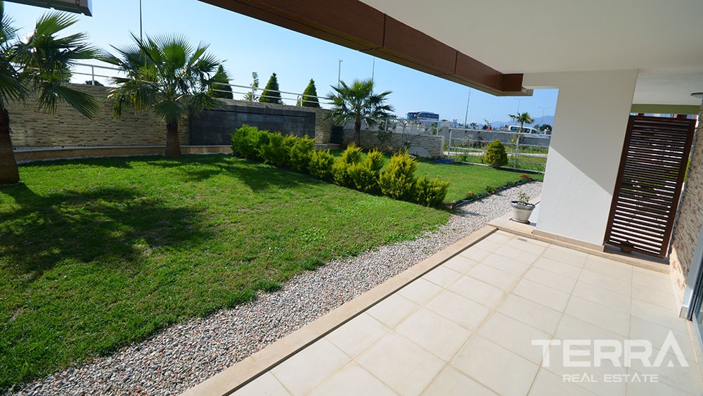 Blick auf den Strand, Garten Duplex in Kestel Alanya zu verkaufen - 7525