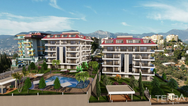 Mieszkania z widokiem na morze na sprzedaż w Kestel, Alanya, Turcja