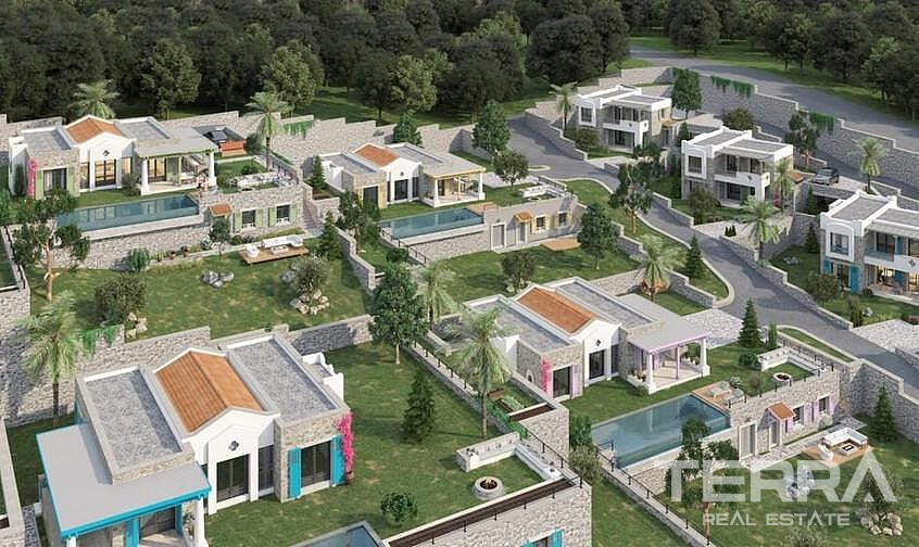 Muğla, Bodrum'da Deniz ve Doğa Manzaralı Satılık Müstakil Villalar - 128186