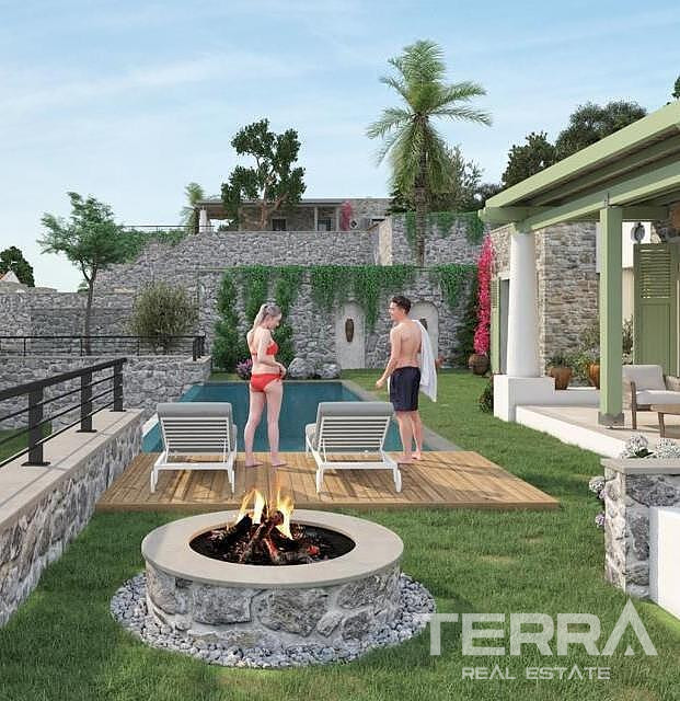 Muğla, Bodrum'da Deniz ve Doğa Manzaralı Satılık Müstakil Villalar - 128189