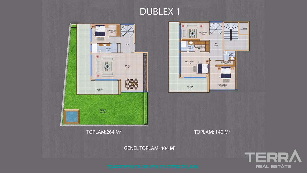 Luxury Sea-View Penthouses with Swimming Pool to Buy in Bektas Alanya - 48715