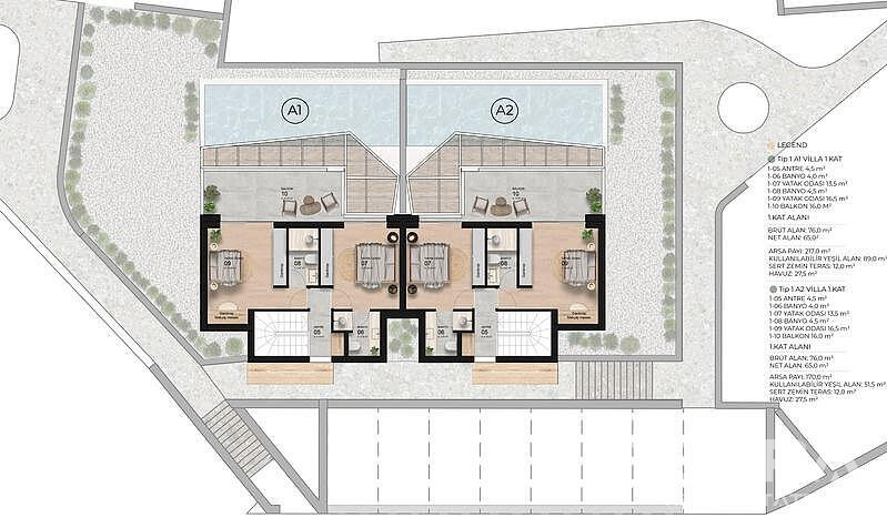 Semi-Detached Villas for Sale in Bodrum, Muğla, Turkey - 130663