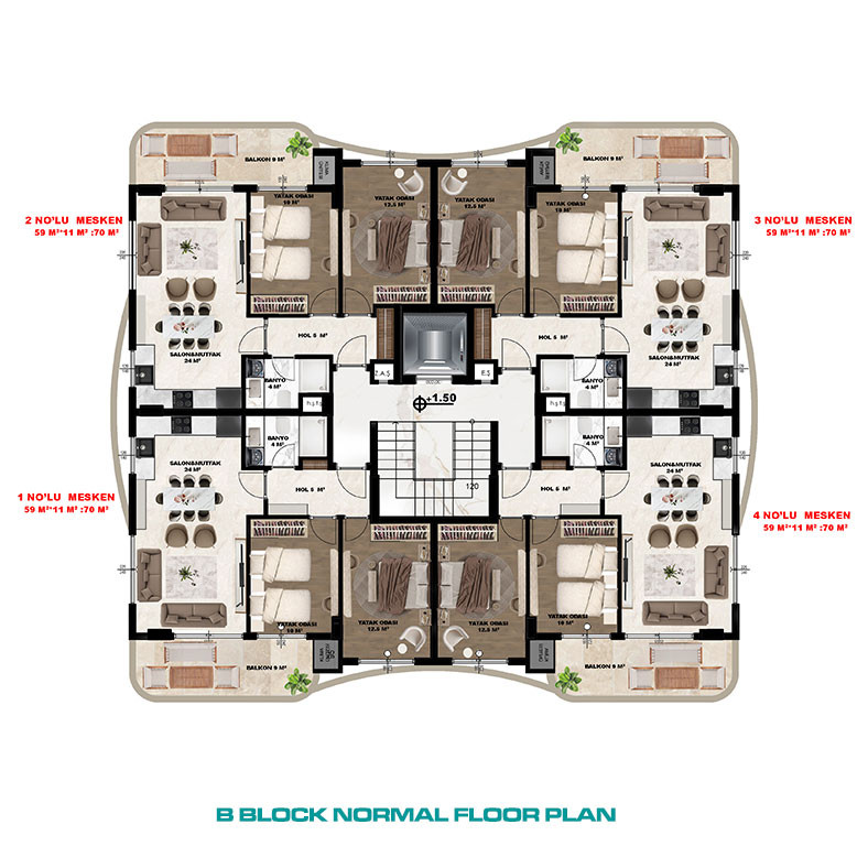 Luxury Apartments for Sale in Alanya Center, Turkey - 133074