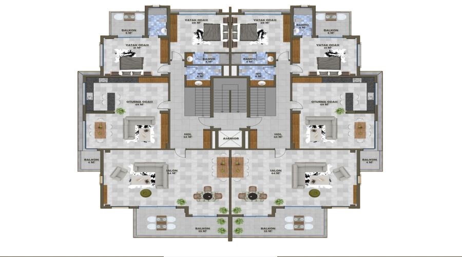 Spacious apartments with panoramic Alanya view - 8780
