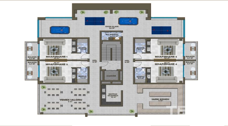 Spacious apartments with panoramic Alanya view - 8782