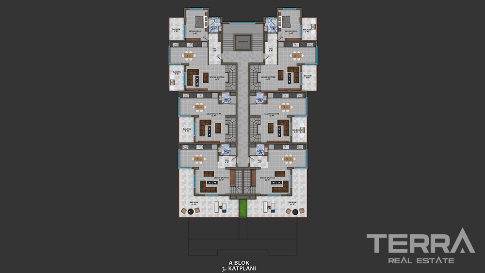 Luxury apartments with large terraces in Kestel, Alanya - 8900