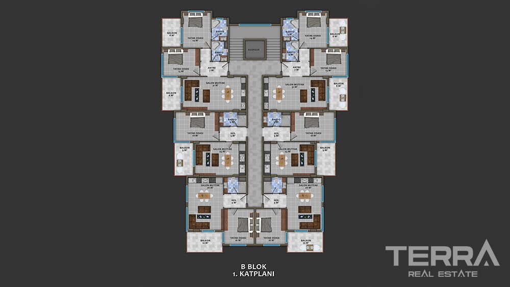 Luxury apartments with large terraces in Kestel, Alanya - 8903