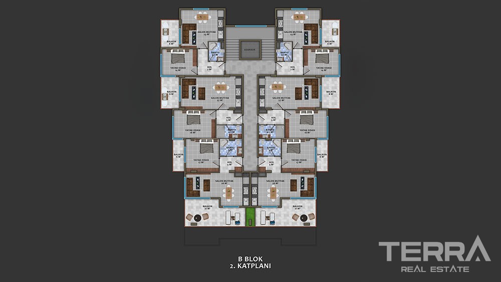 Luxury apartments with large terraces in Kestel, Alanya - 8905