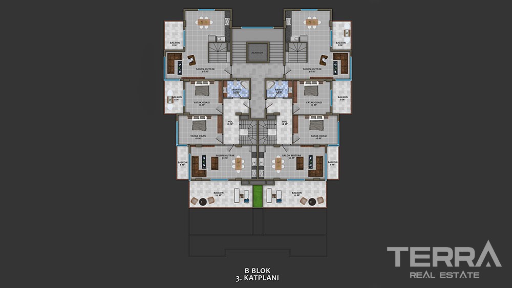 Luxury apartments with large terraces in Kestel, Alanya - 8907