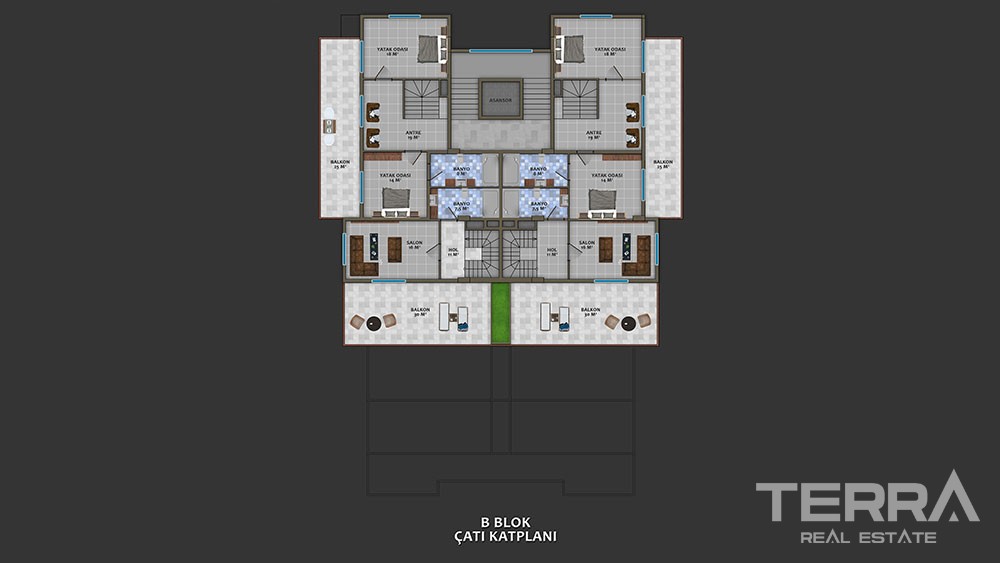 Luxury apartments with large terraces in Kestel, Alanya - 8908