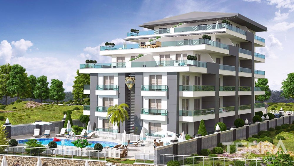 Luxury terrace apartments in Alanya, Kestel next to Dim River - 8962