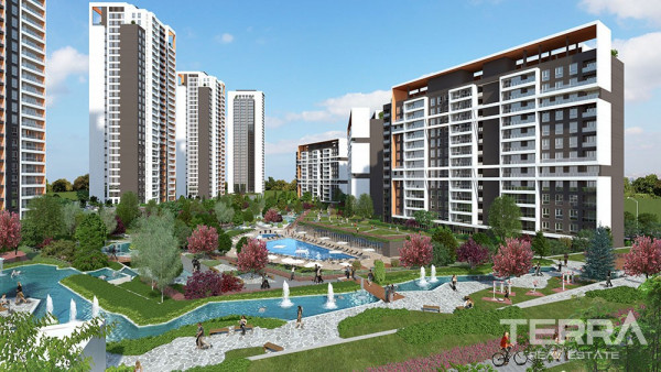 Wohnungen in Istanbul Bahçeşehir mit Seeblick