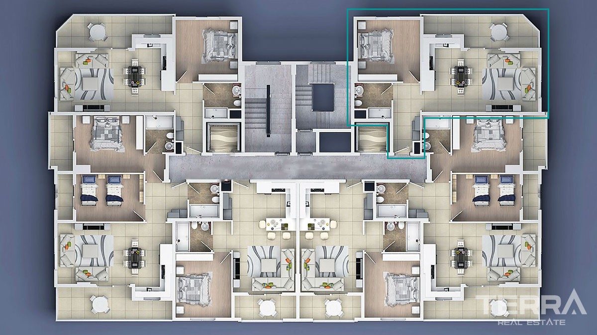 Neubau-wohnung zu verkaufen mit Meerblick in Mahmutlar Alanya - 11775