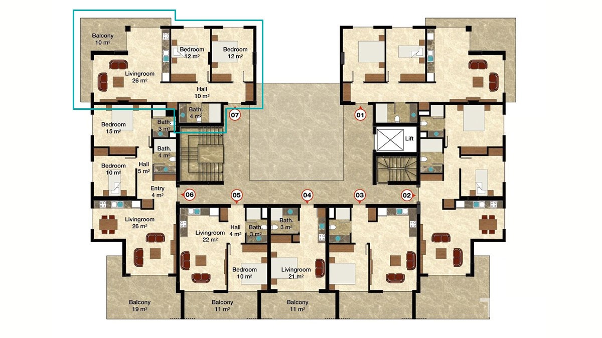 Furnished 2 bedroom apartment for sale Avsallar Alanya at Emerald Park - 13282