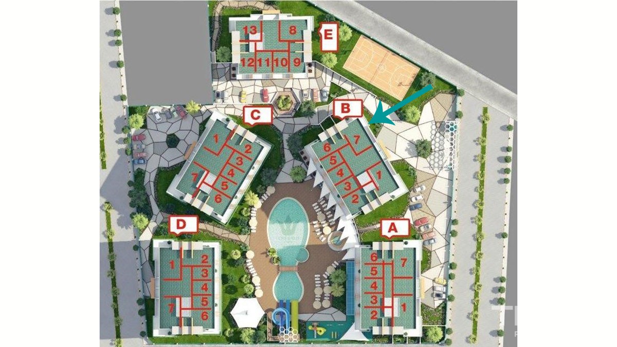 Furnished 2 bedroom apartment for sale Avsallar Alanya at Emerald Park - 13283