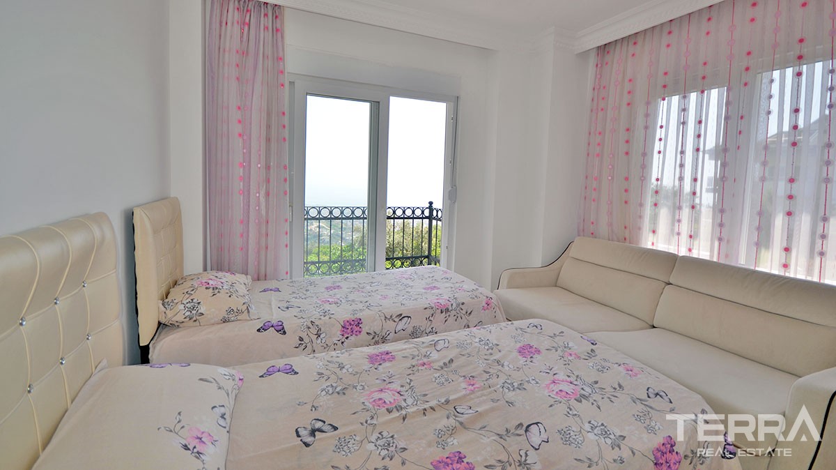 Sea view detached villa for sale in Alanya Tepe with private pool - 12833