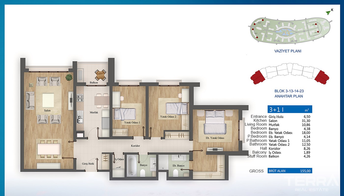 Luxuriöse und preisgekrönte Apartments zum Verkauf in Istanbul Küçükçe - 13966