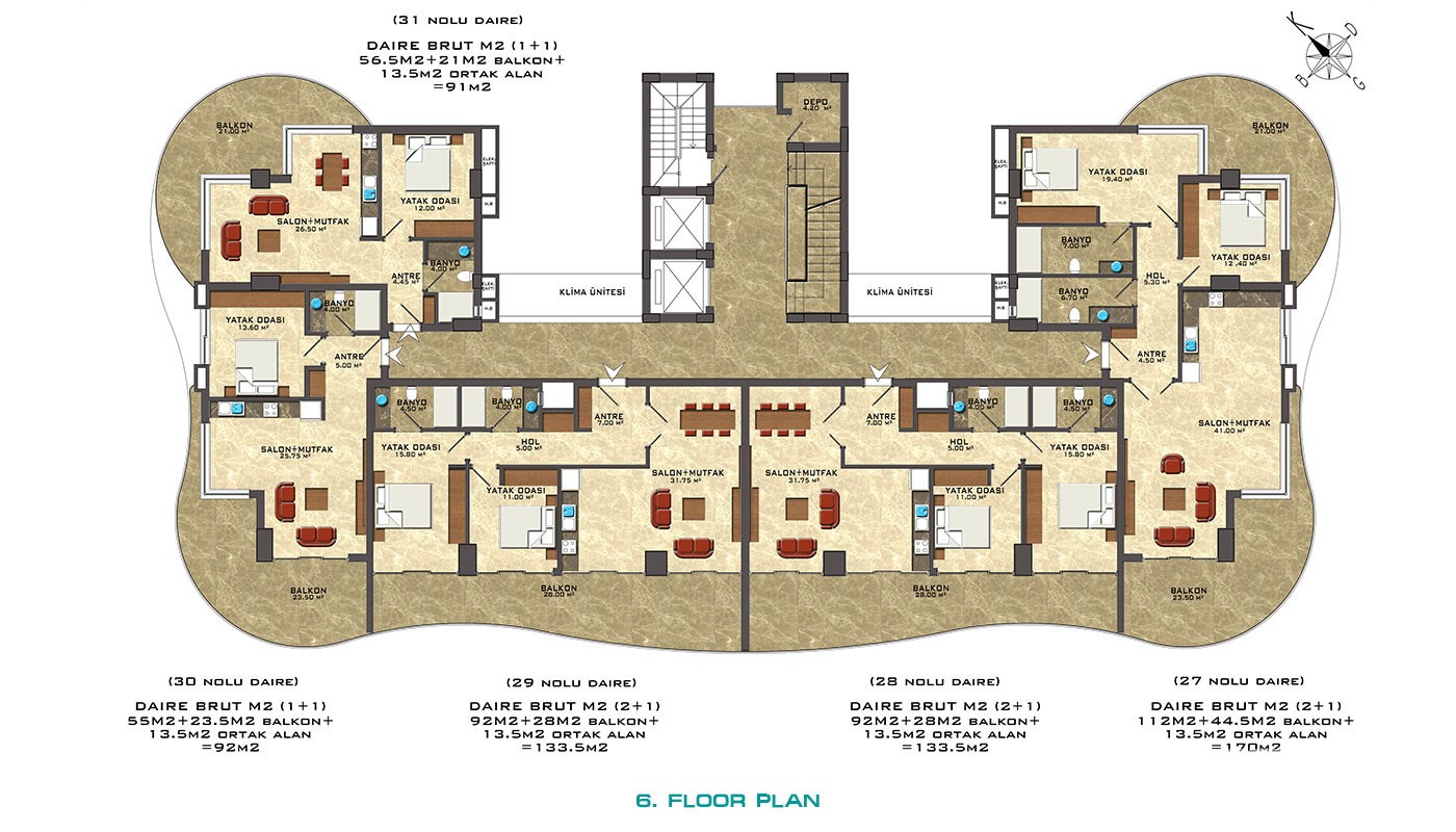 Luxury Apartments for Sale in Alanya Mahmutlar - 15272