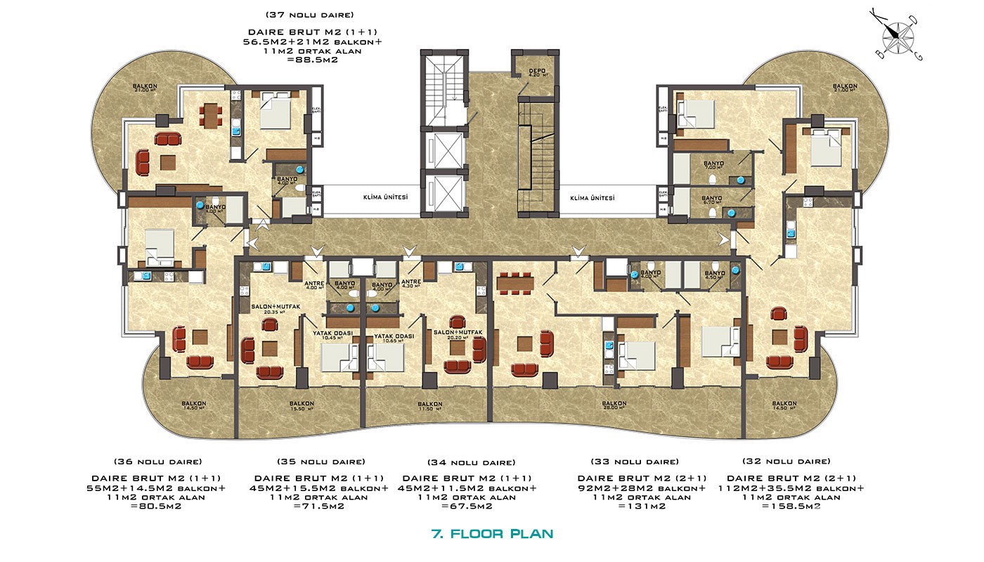 Luxury Apartments for Sale in Alanya Mahmutlar - 15273