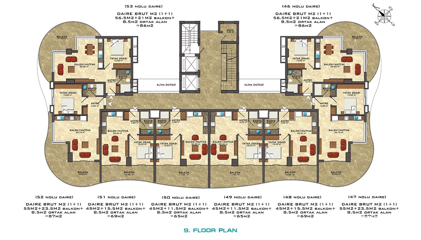 Luxury Apartments for Sale in Alanya Mahmutlar - 15275