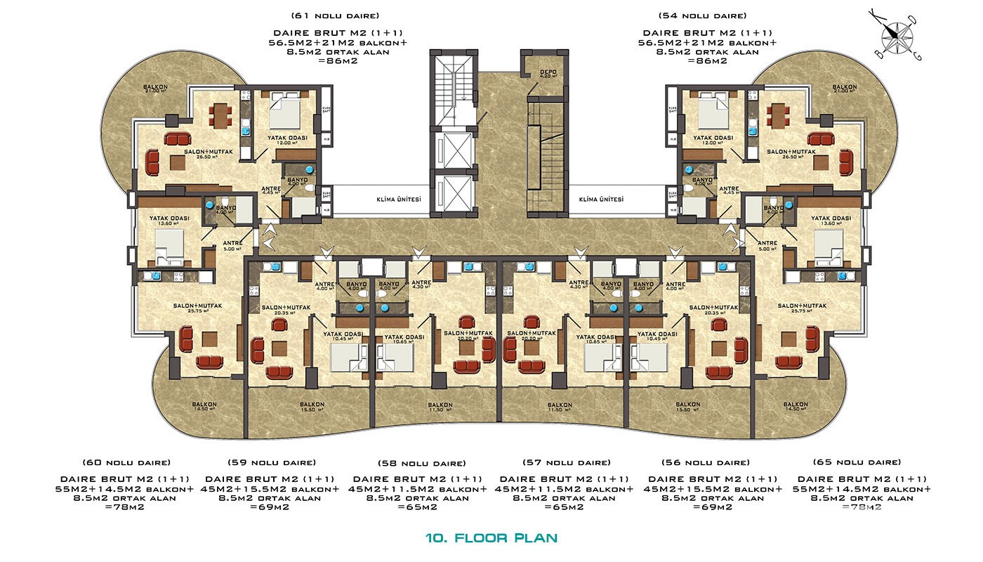 Luxury Apartments for Sale in Alanya Mahmutlar - 15276