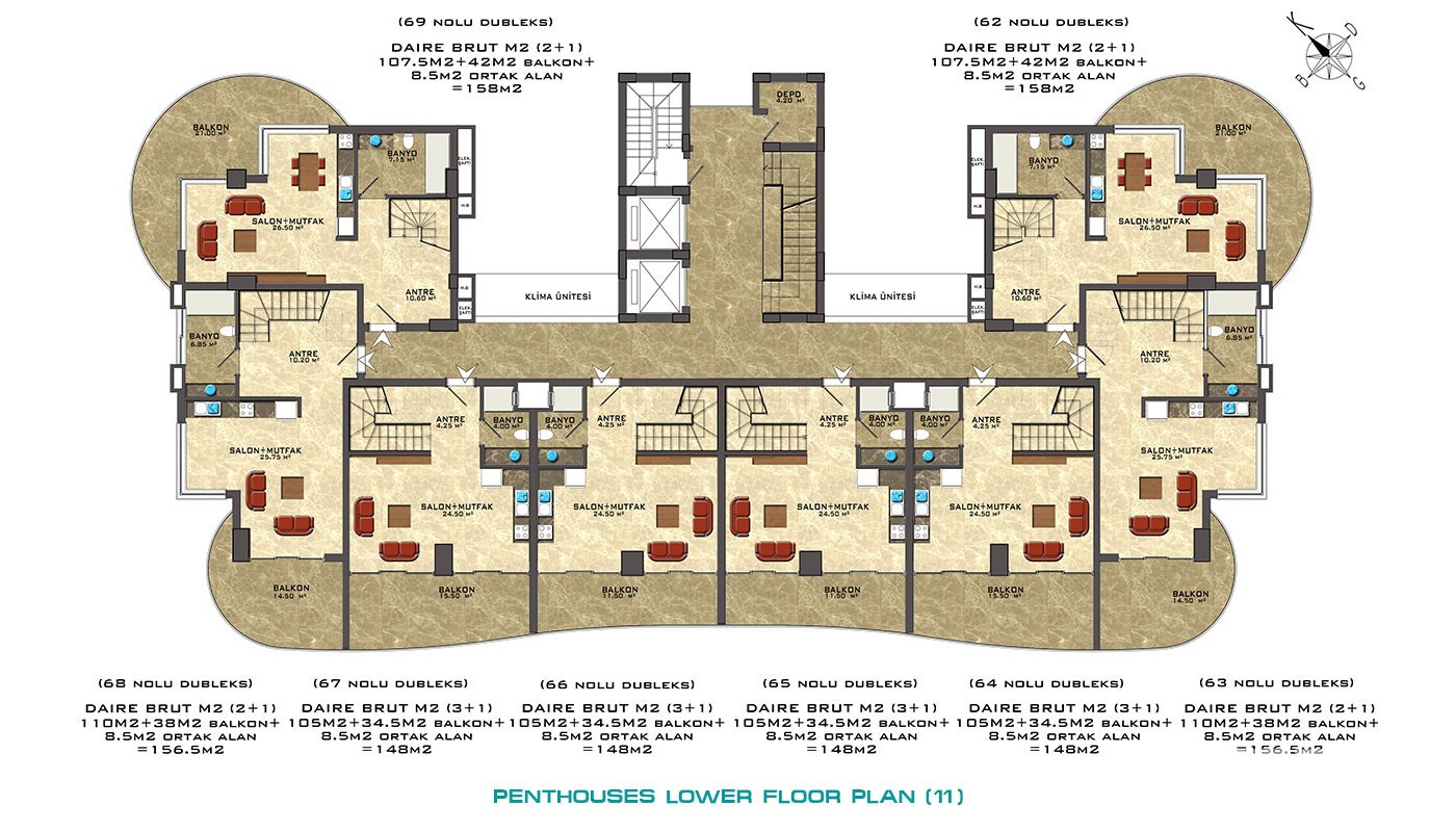 Luxury Apartments for Sale in Alanya Mahmutlar - 15277