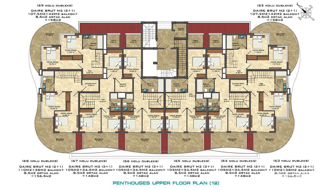 Luxury Apartments for Sale in Alanya Mahmutlar - 15278